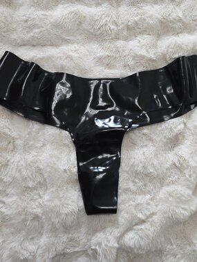 Black latex thong